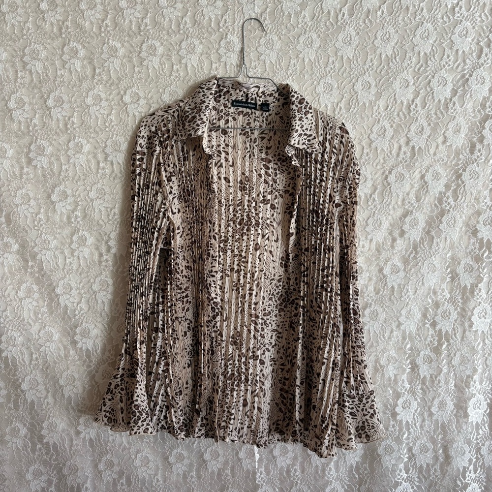 Animal Print Pleated Blouse
